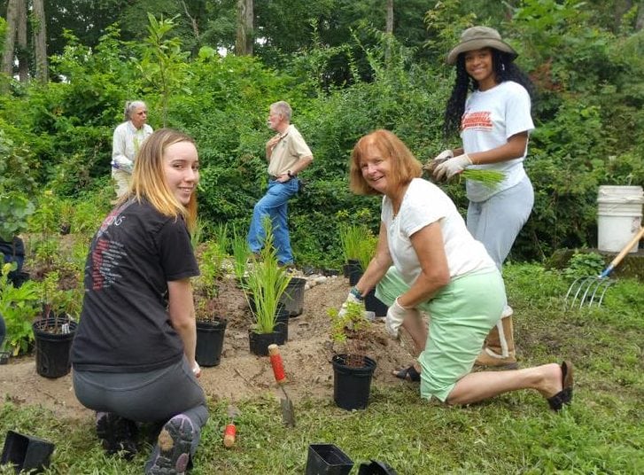 Senator Kathy Klausmeier volunteered at a GVC rain garden workshop in July.